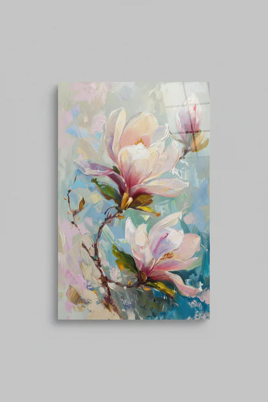 Magnolia Glass Wall Art - LUXARTDECO