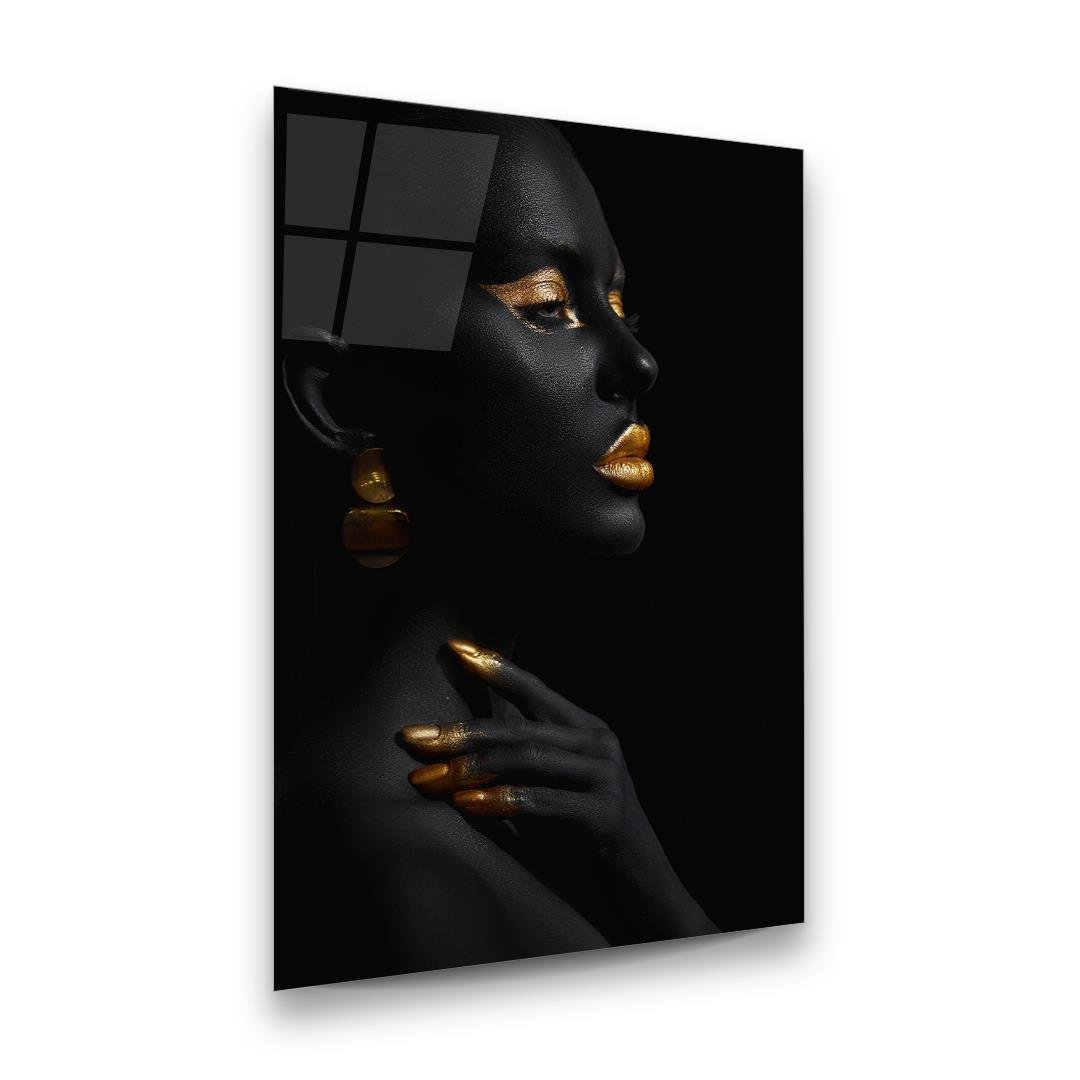 Femme en Noir et Or 2 Tableau en Verre Trempé