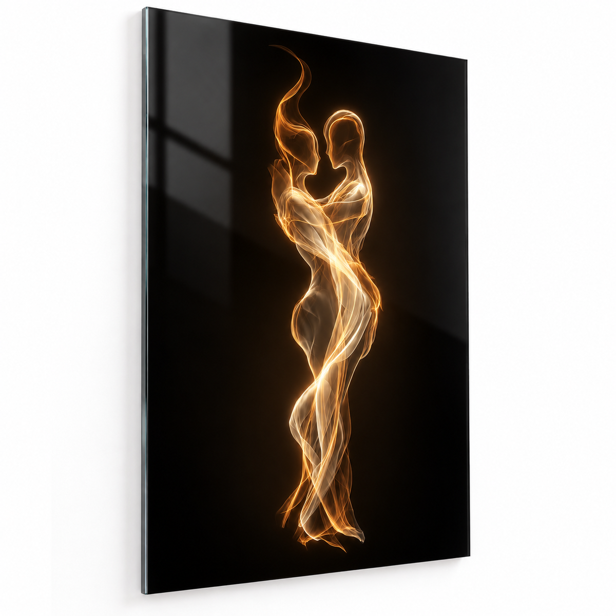 Abbraccio d'Oro Quadro in Vetro Temperato
