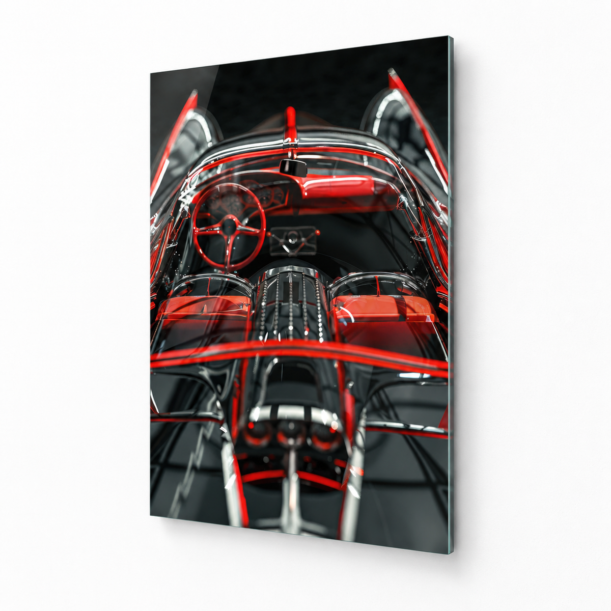 Ferrari Retro Tableau en Verre Trempé