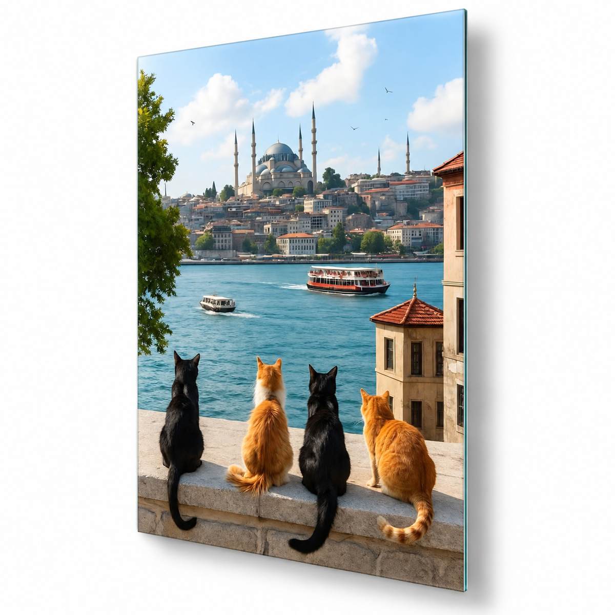 Chats d'Istanbul Tableau en Verre Trempé