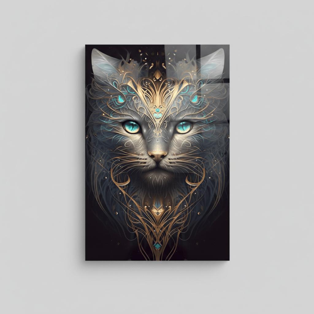 Grey Cat Glass Wall Art