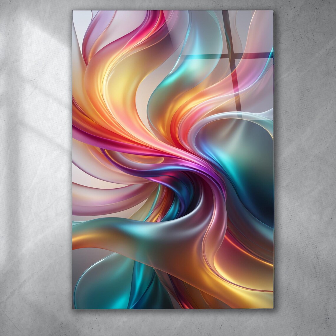 Vaso con Fiori Effetto Vetrata Quadro in Vetro Temperato