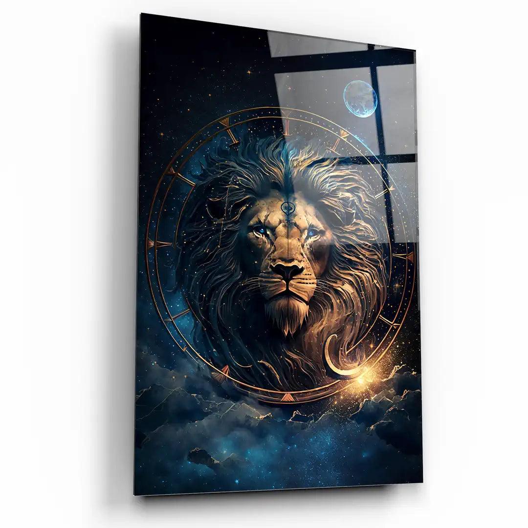 Lion et la Lune Tableau en Verre Trempé