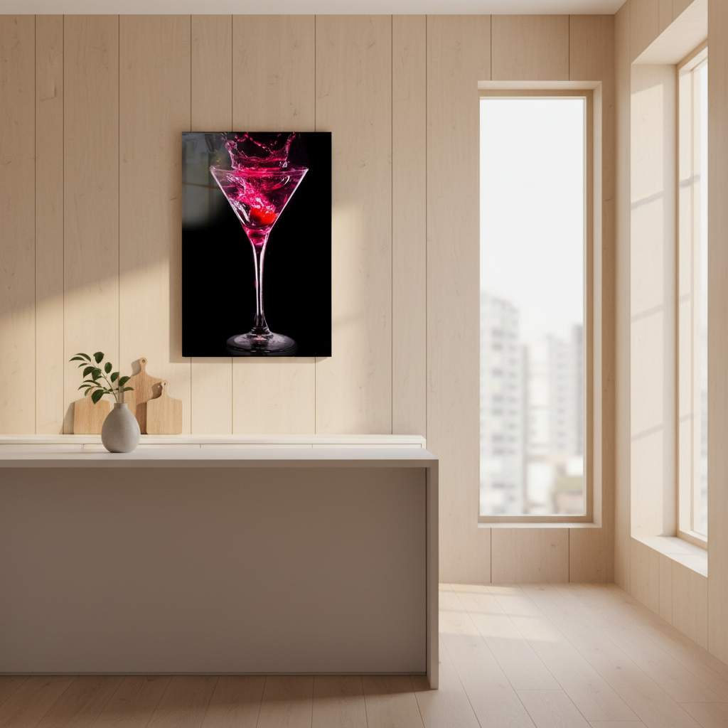Martini Rosa Quadro in Vetro Temperato