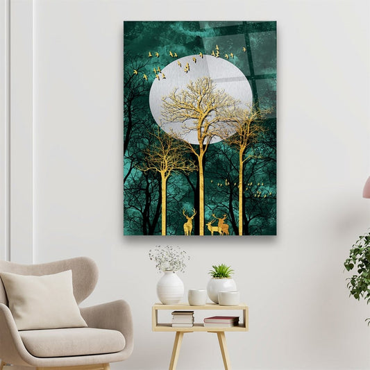 Night Landscape Glass Wall Art