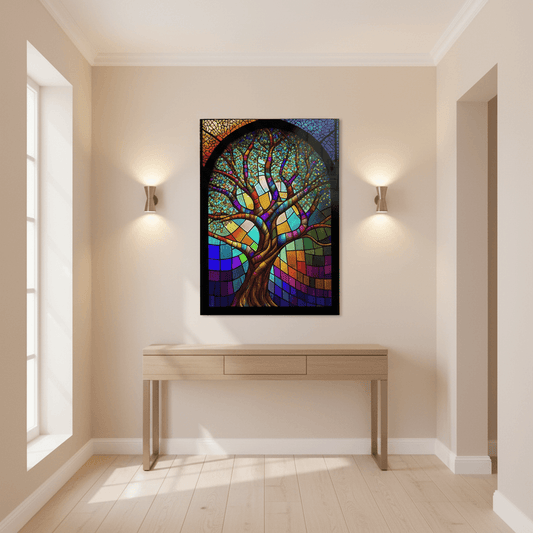 Stained Glass Tree Glass Wall Art
