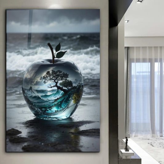 Abstract Apple Glass Wall Art