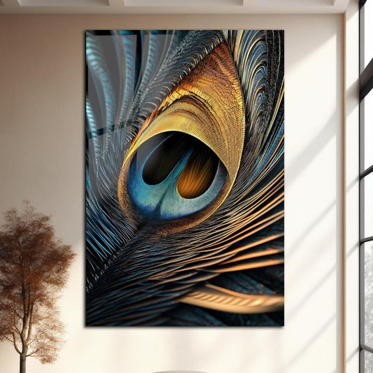 Peacock Feather Glass Wall Art