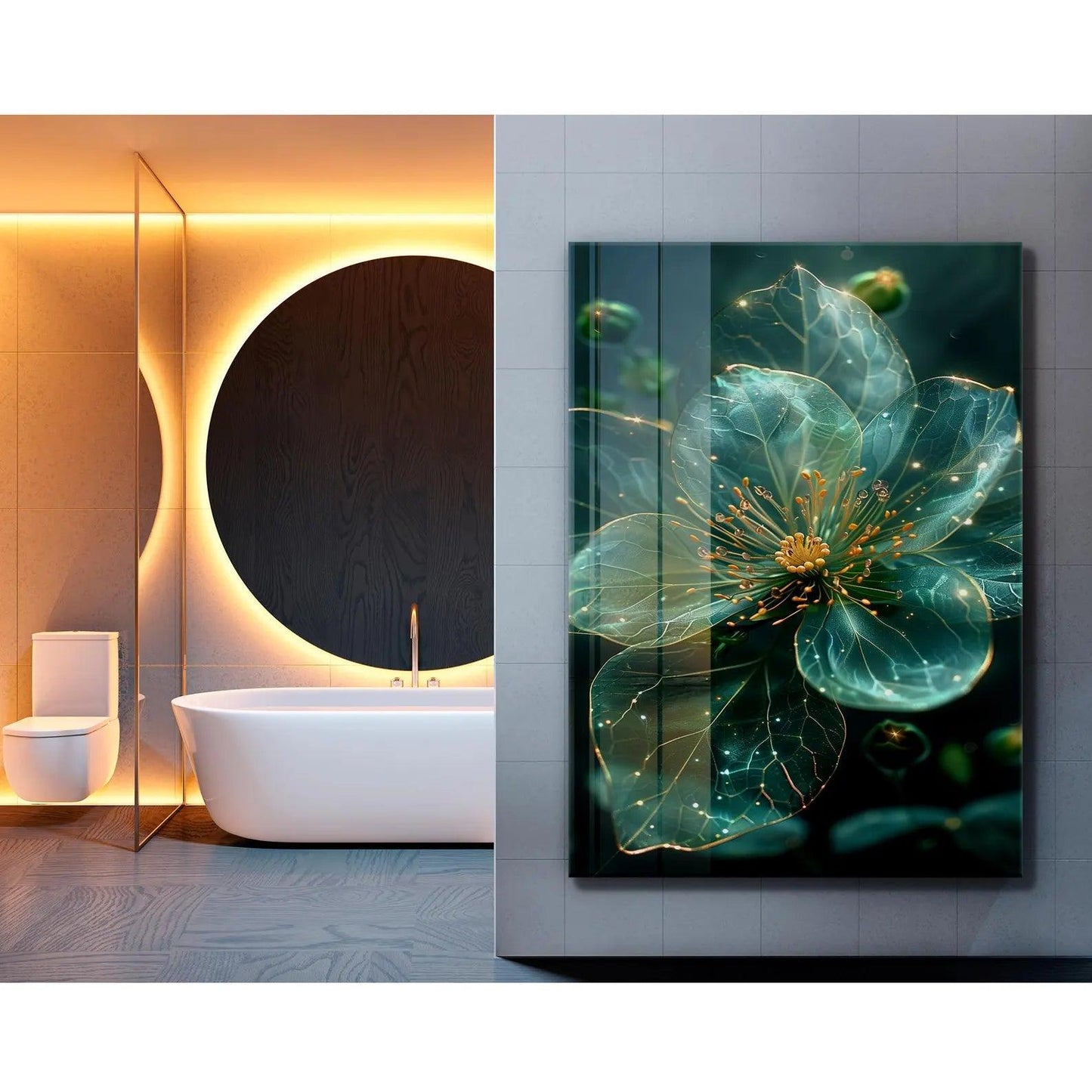 Fiore Turchese Quadro in Vetro Temperato