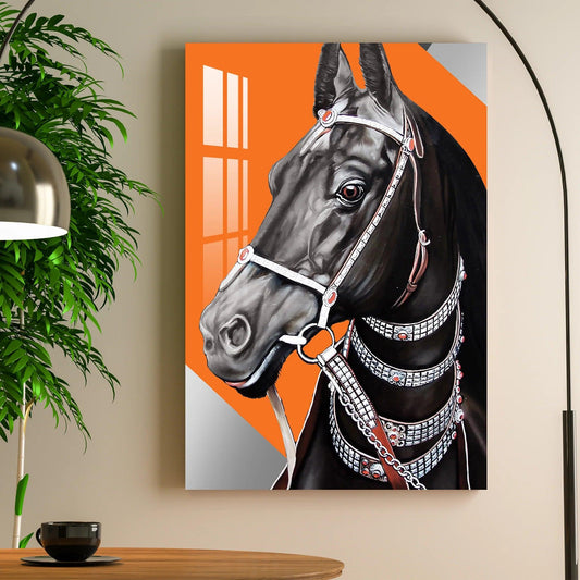 Black Horse Glass Wall Art