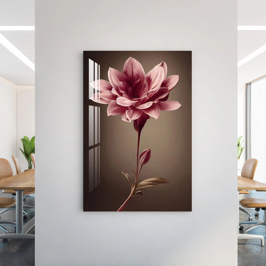 Pink Flower Glass Wall Art