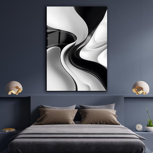 Black & White Abstract Glass Wall Art