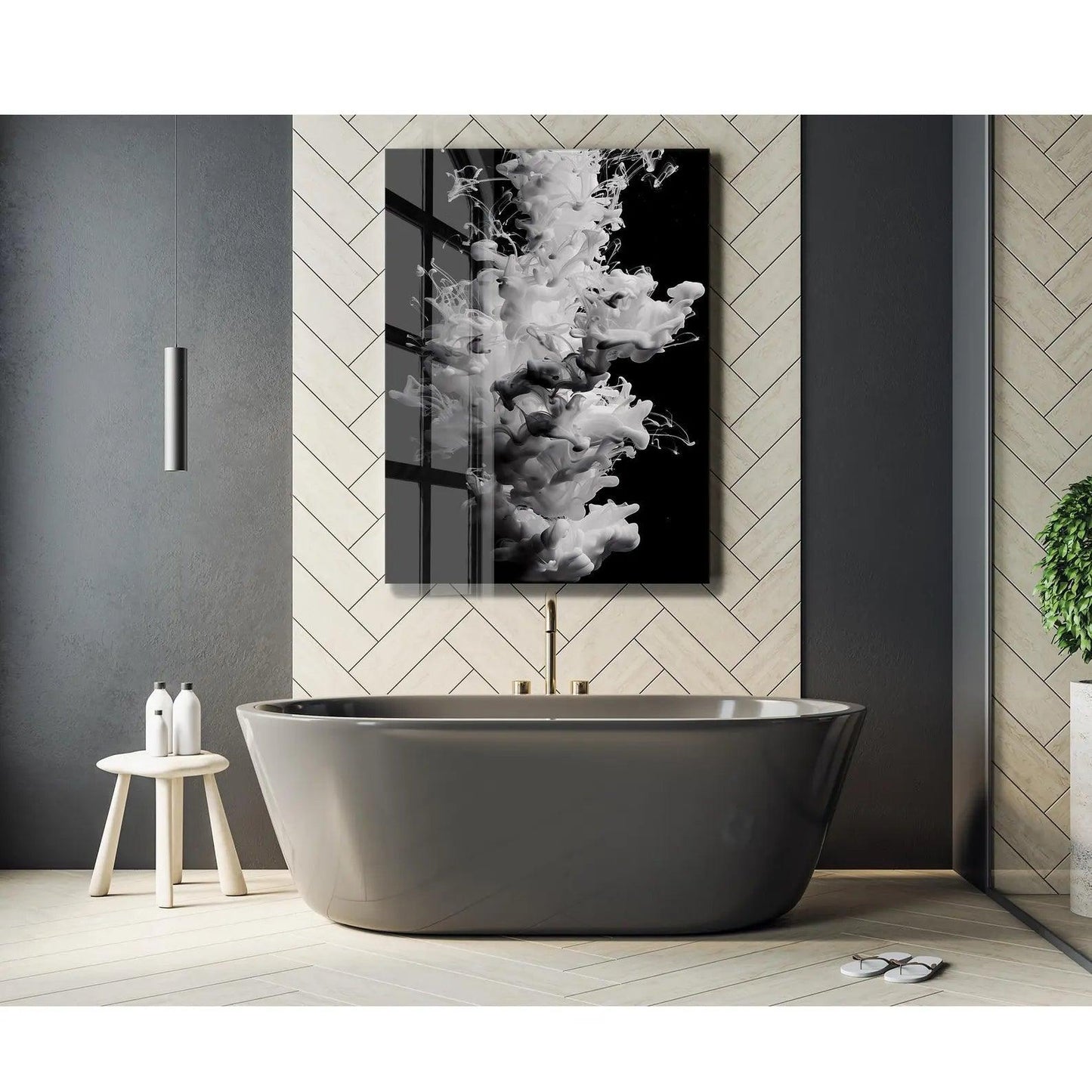Fumo Bianco Quadro in Vetro Temperato