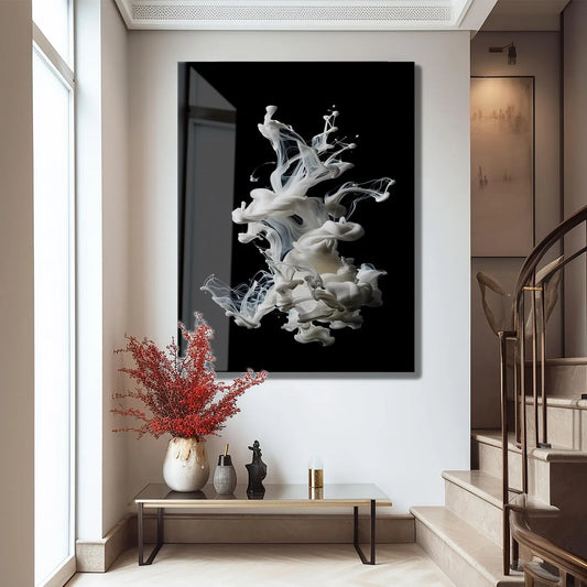 White Smoke Abstract Glass Wall Art II