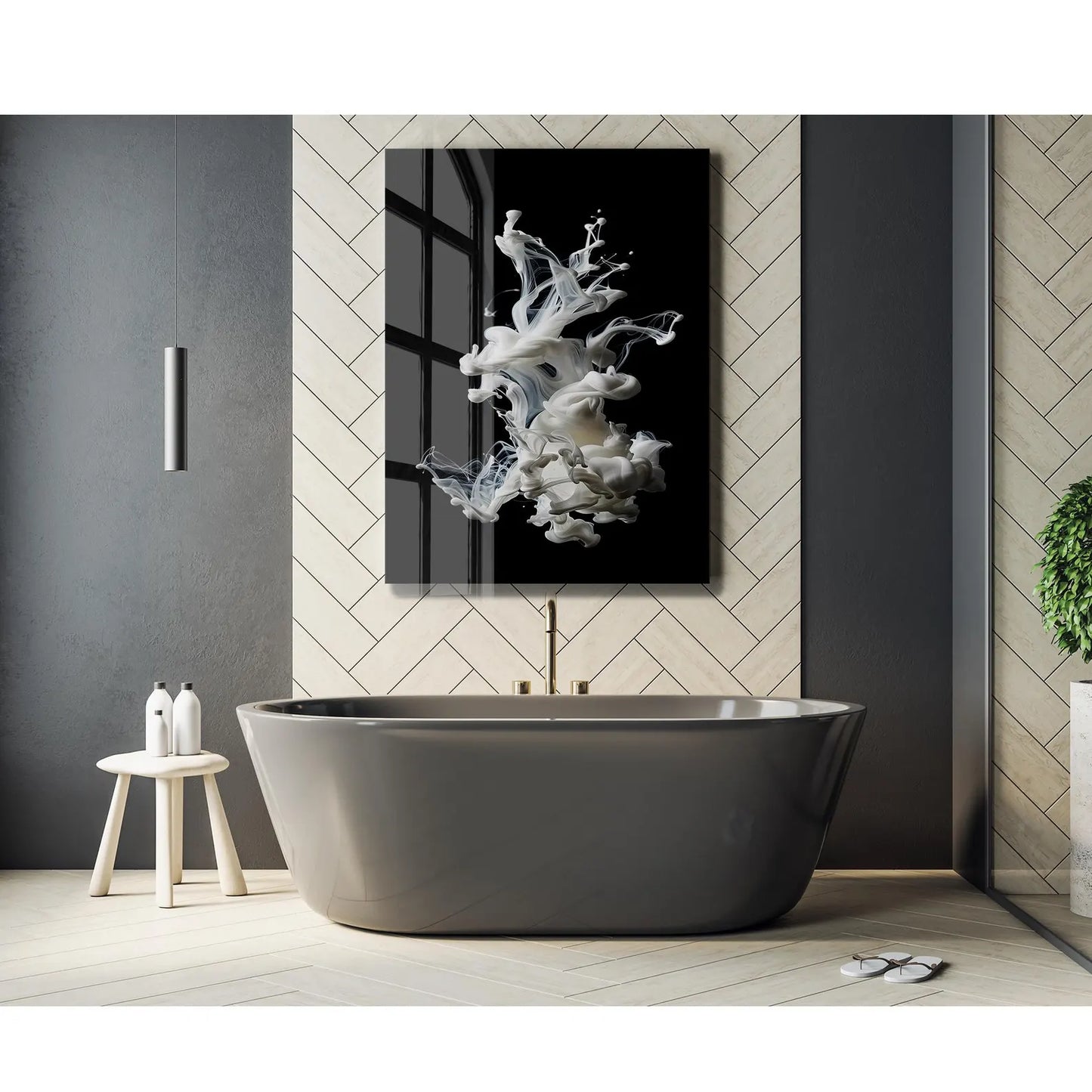 Fumo Bianco Quadro in Vetro Temperato