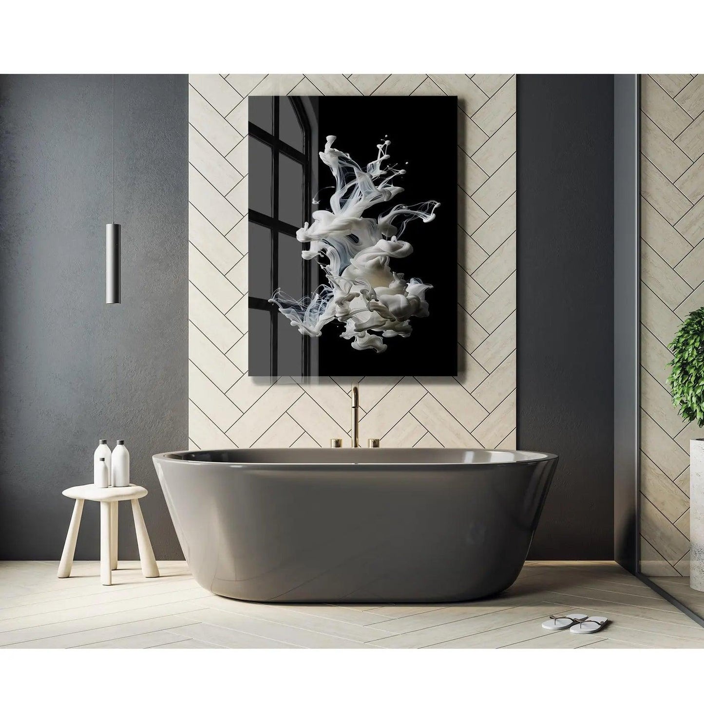Fumo Bianco Quadro in Vetro Temperato