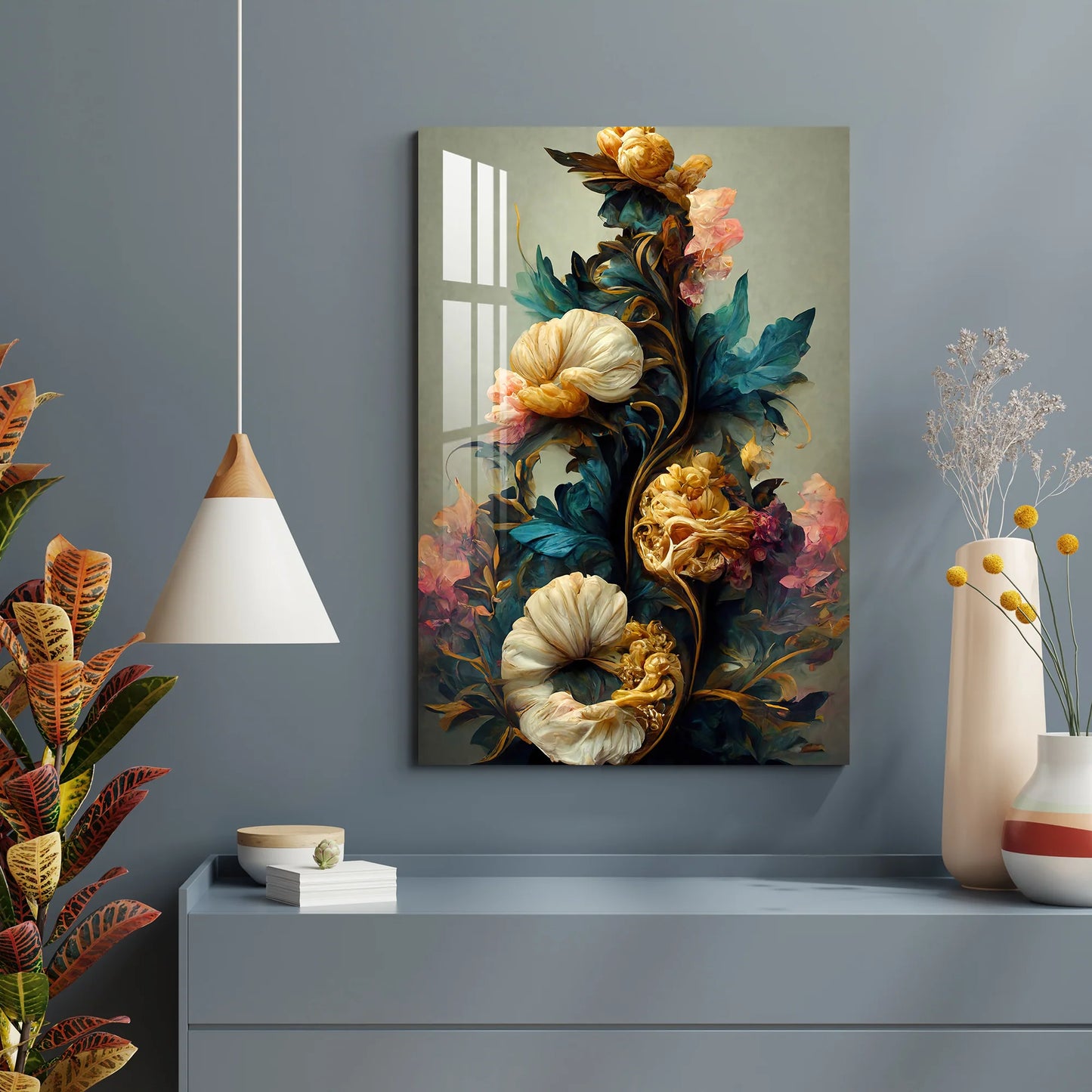 Fiori Eleganti Quadro in Vetro Temperato