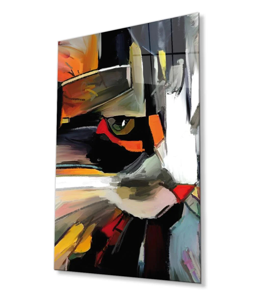 Abstract Cat Glass Wall Art