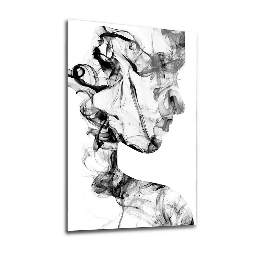 Smoke Woman Silhouette Glass Wall Art