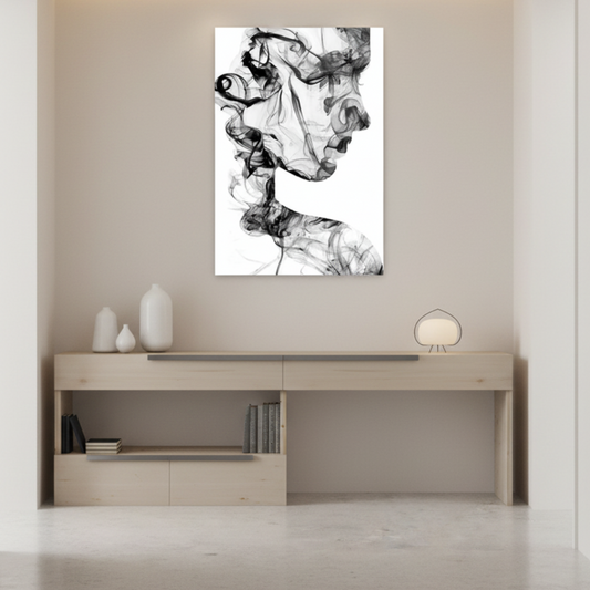 Smoke Woman Silhouette Glass Wall Art