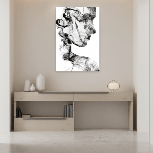Silhouette d'une Femme de Fumée Tableau en Verre Trempé