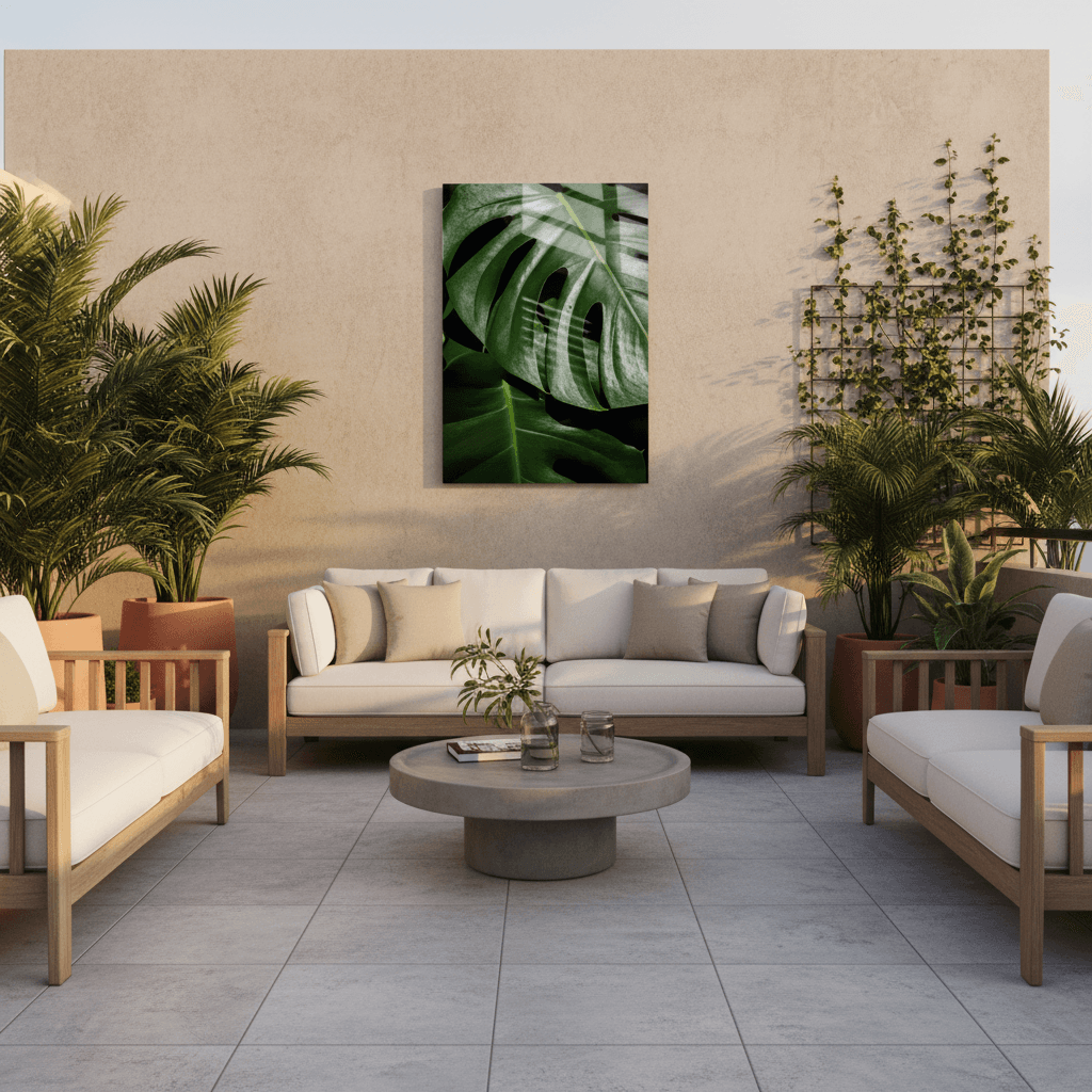 Feuille de Monstera Tableau en Verre Trempé