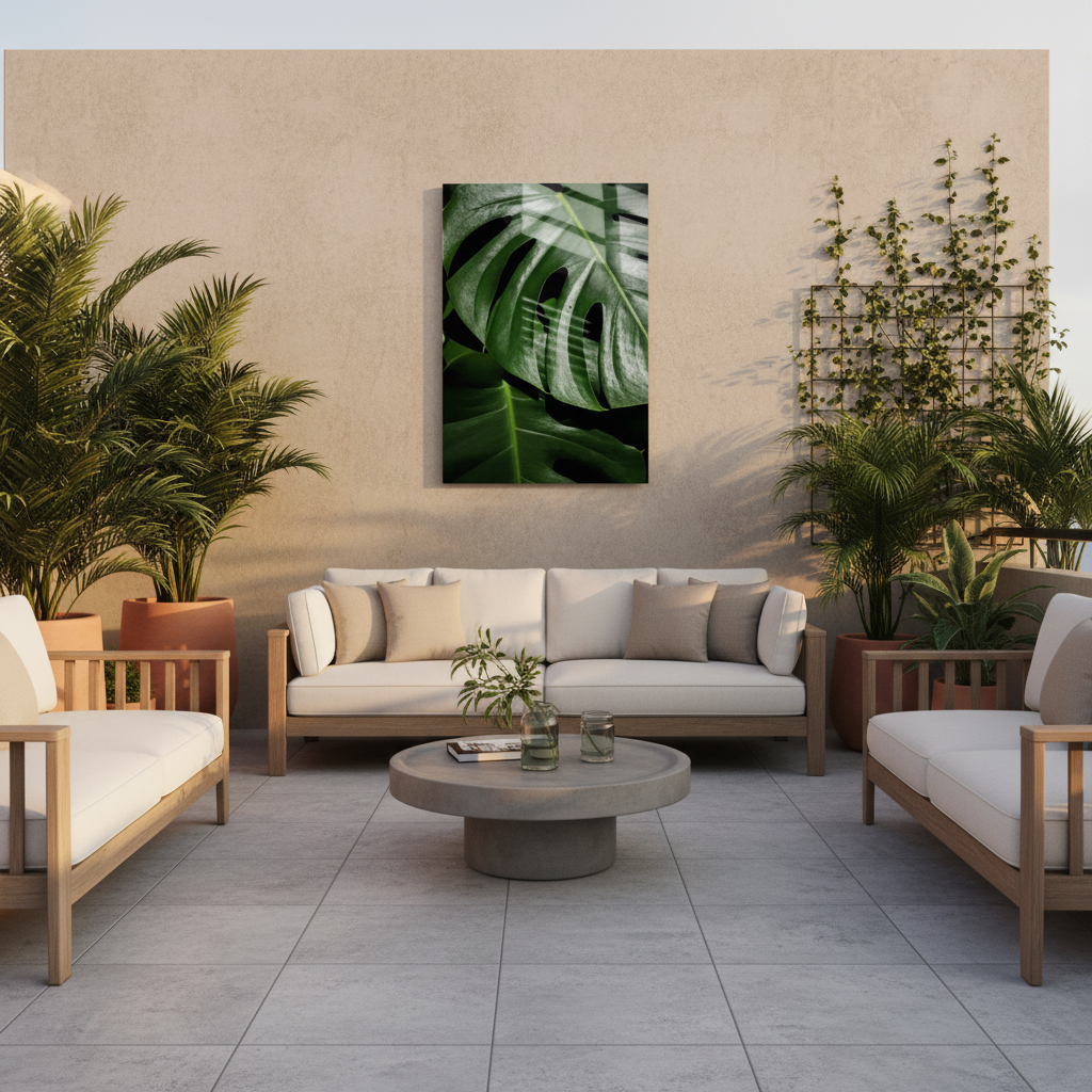 Foglia di Monstera Quadro in Vetro Temperato