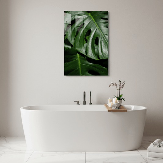 Feuille de Monstera Tableau en Verre Trempé