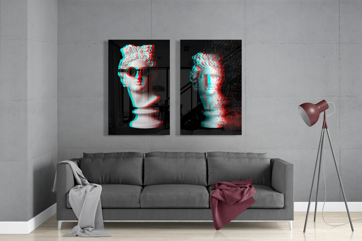 Statues 2 Pieces Combine Glass Wall Art