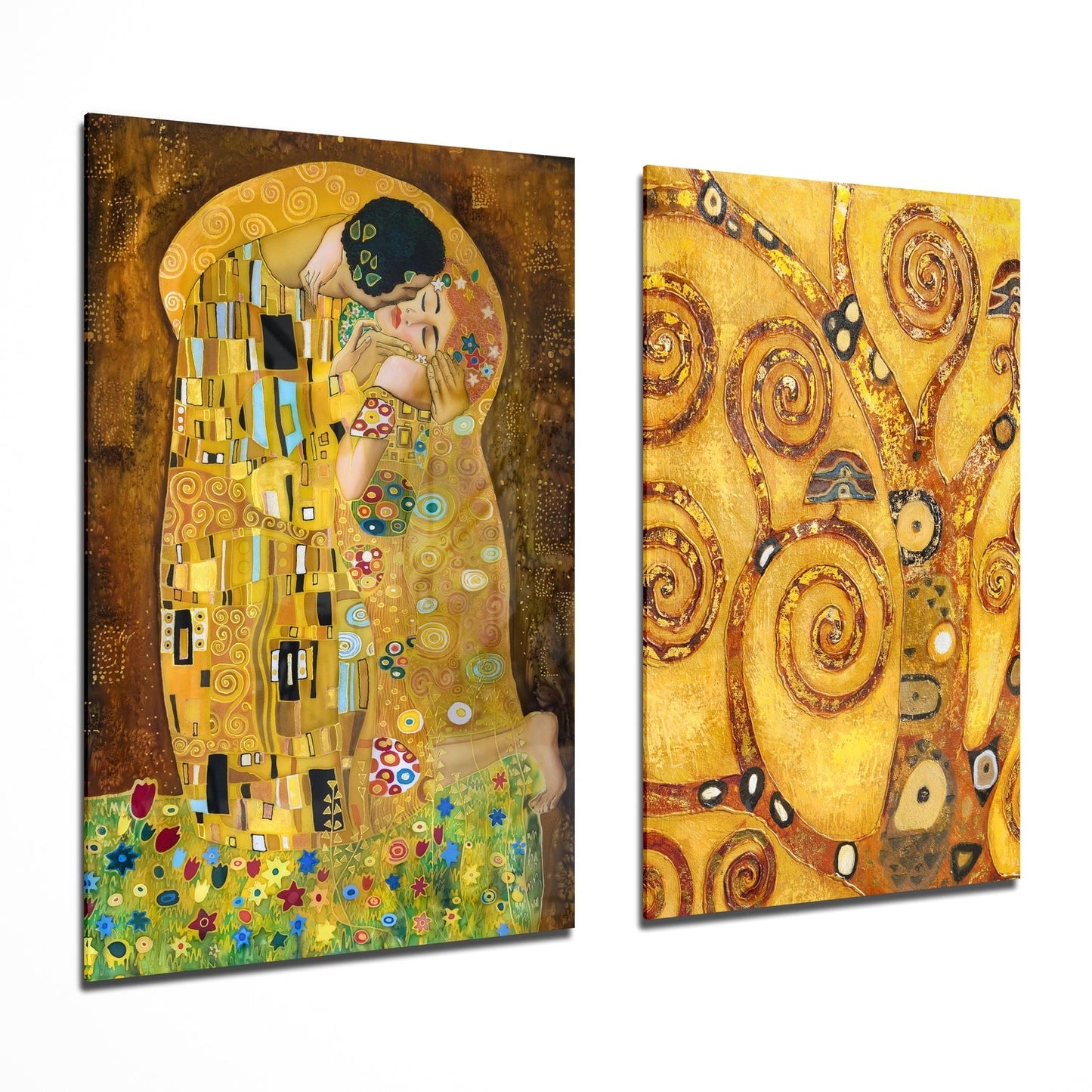 Klimt 2 Pieces Combine Glass Wall Art