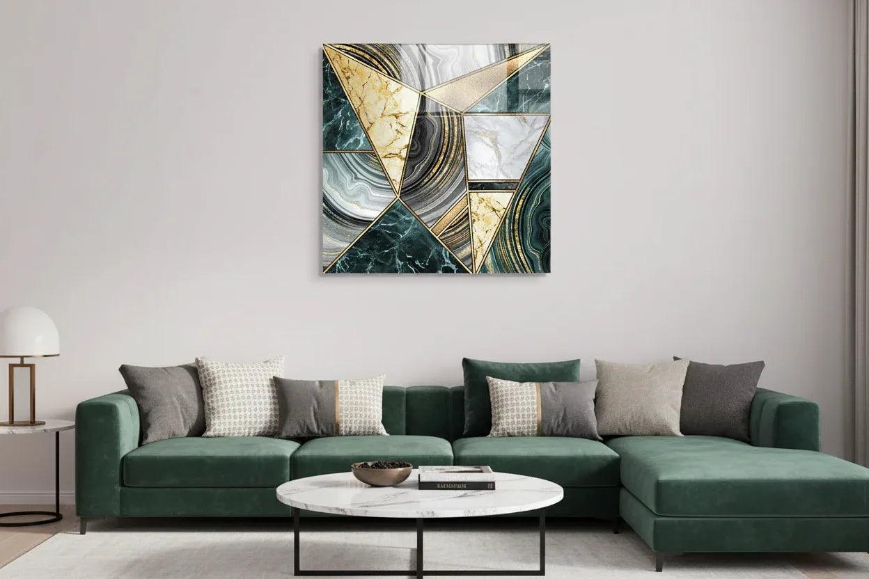 Turquoise Marble Glass Wall Art - LUXARTDECO