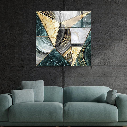 Turquoise Marble Glass Wall Art - LUXARTDECO