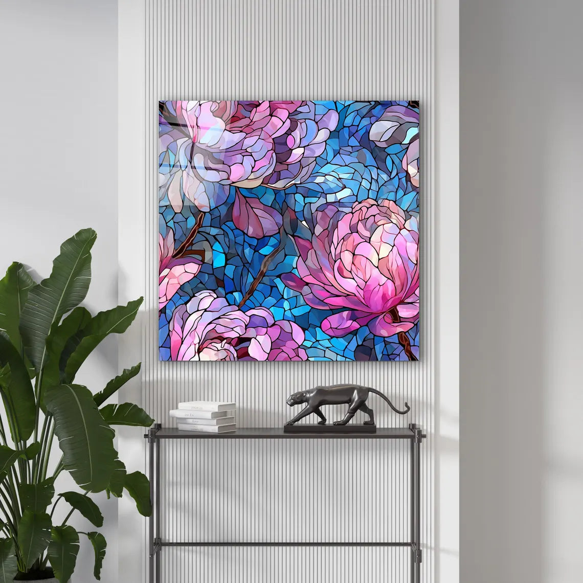 Pink Flower Glass Wall Art