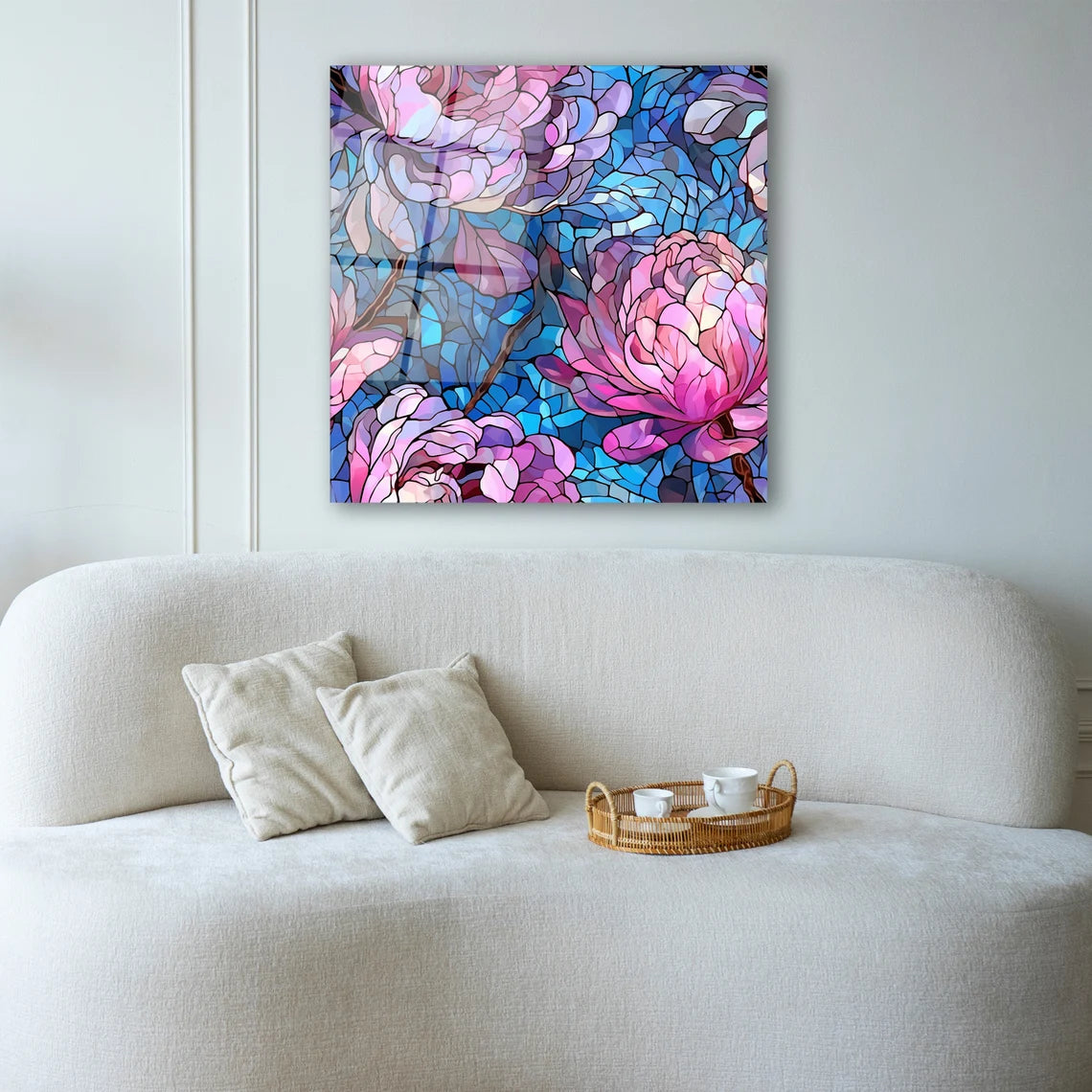 Pink Flower Glass Wall Art