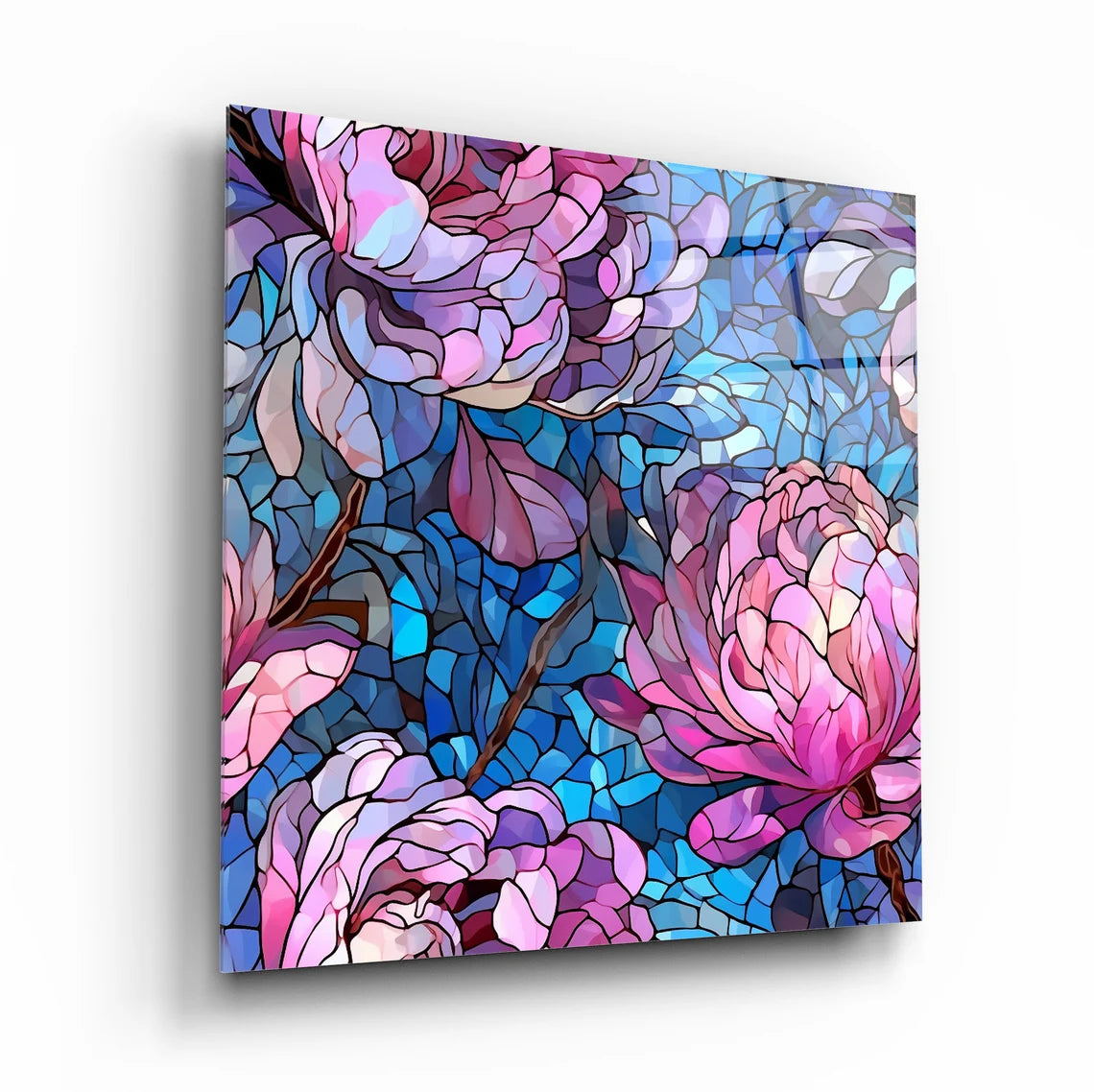 Pink Flower Glass Wall Art