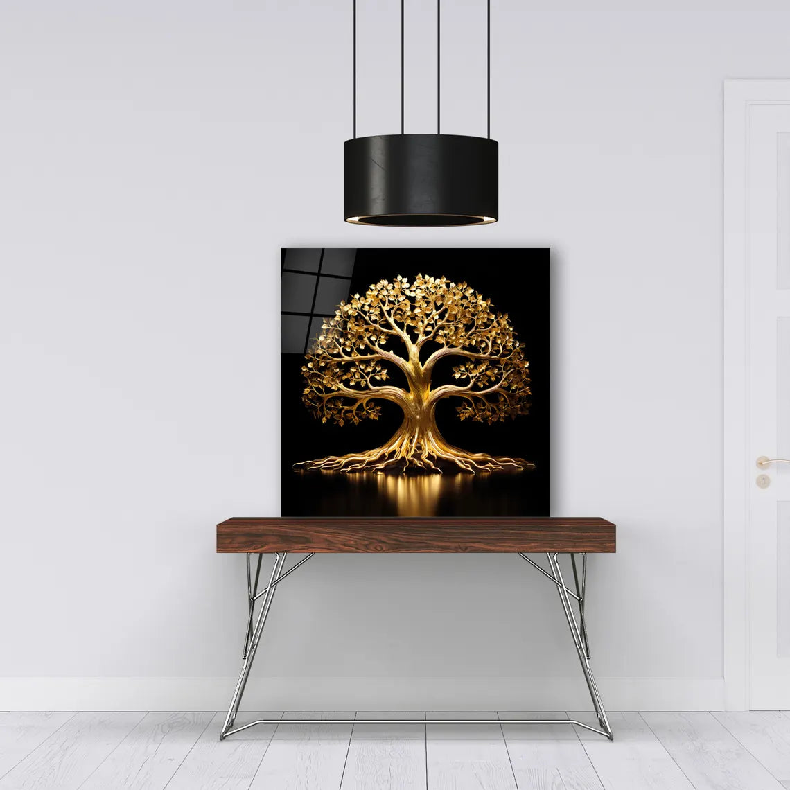 Gold Tree Glass Wall Art