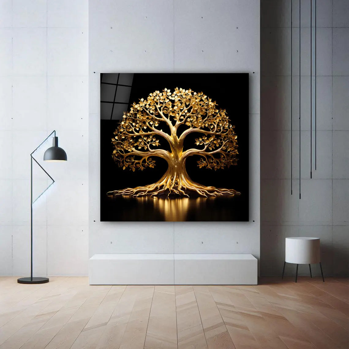 Gold Tree Glass Wall Art