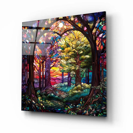 Colorful Tree Glass Wall Art