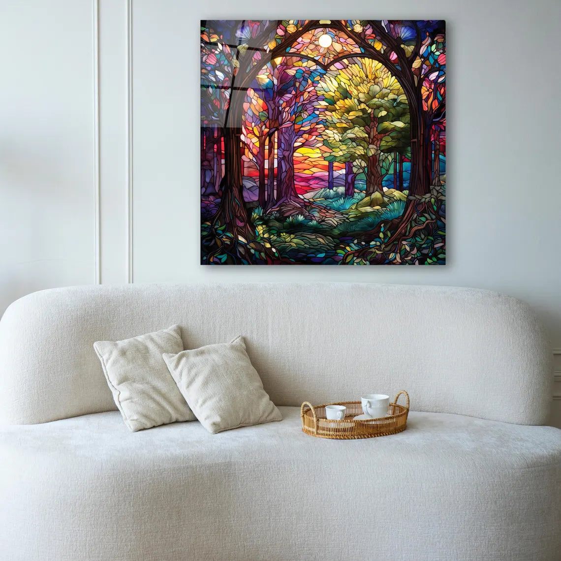 Colorful Tree Glass Wall Art
