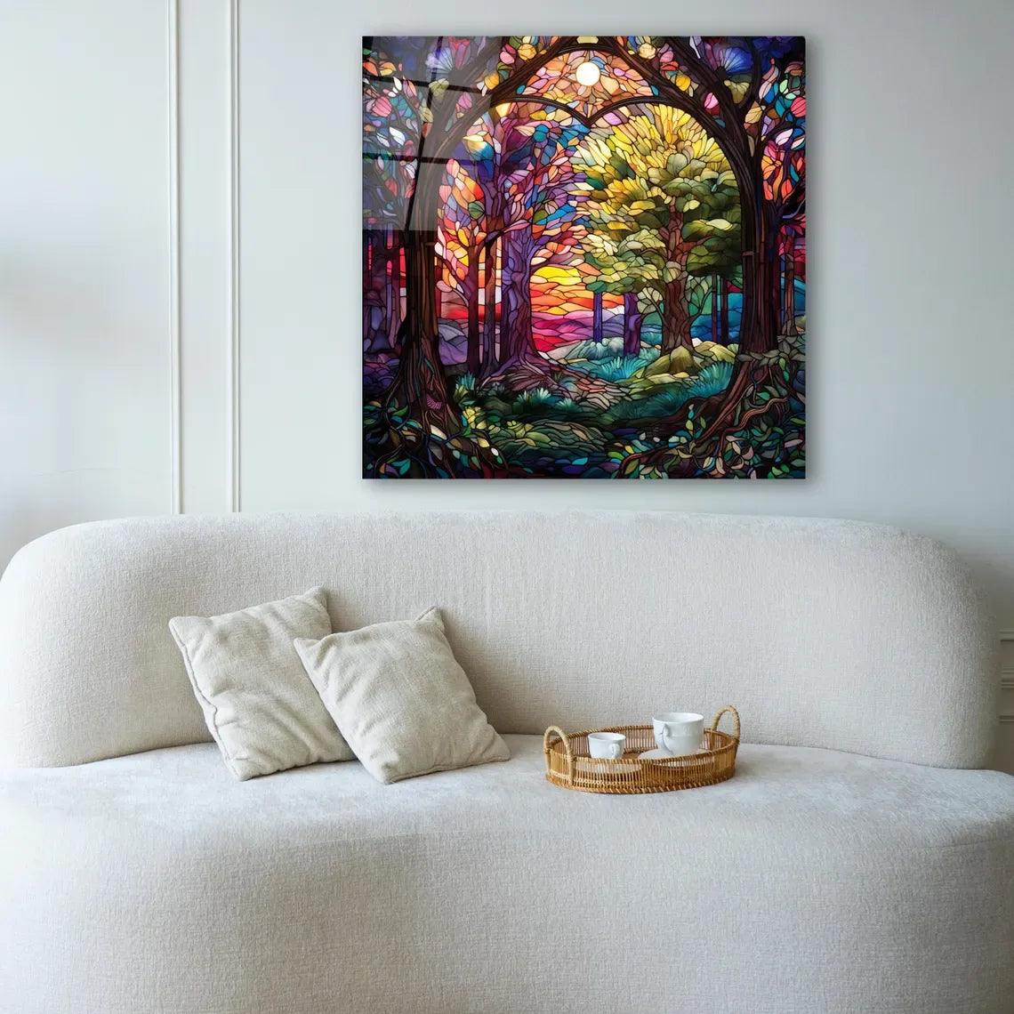 Colorful Tree Glass Wall Art - LUXARTDECO