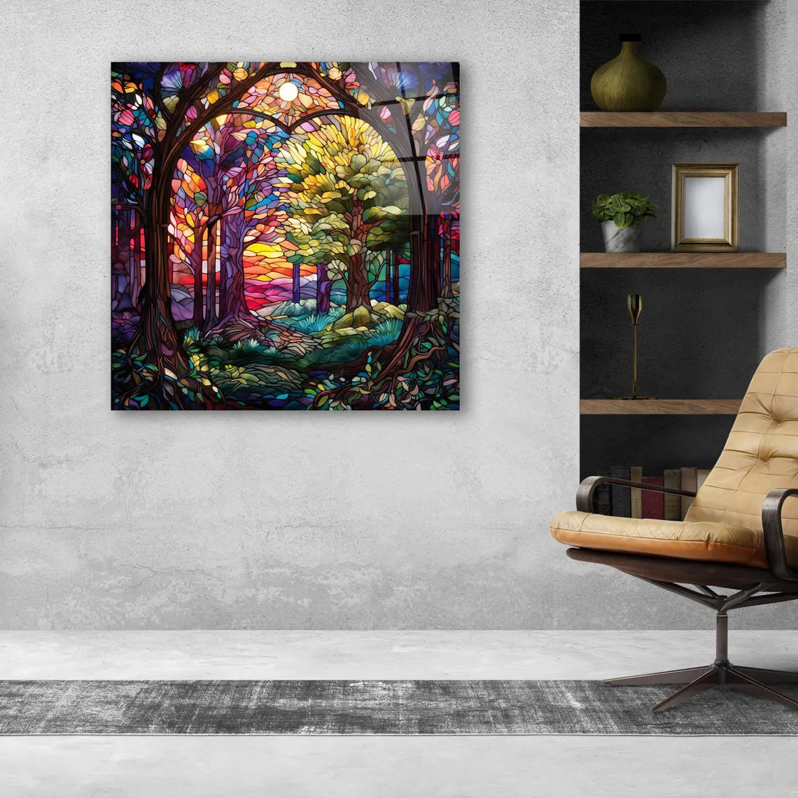 Colorful Tree Glass Wall Art