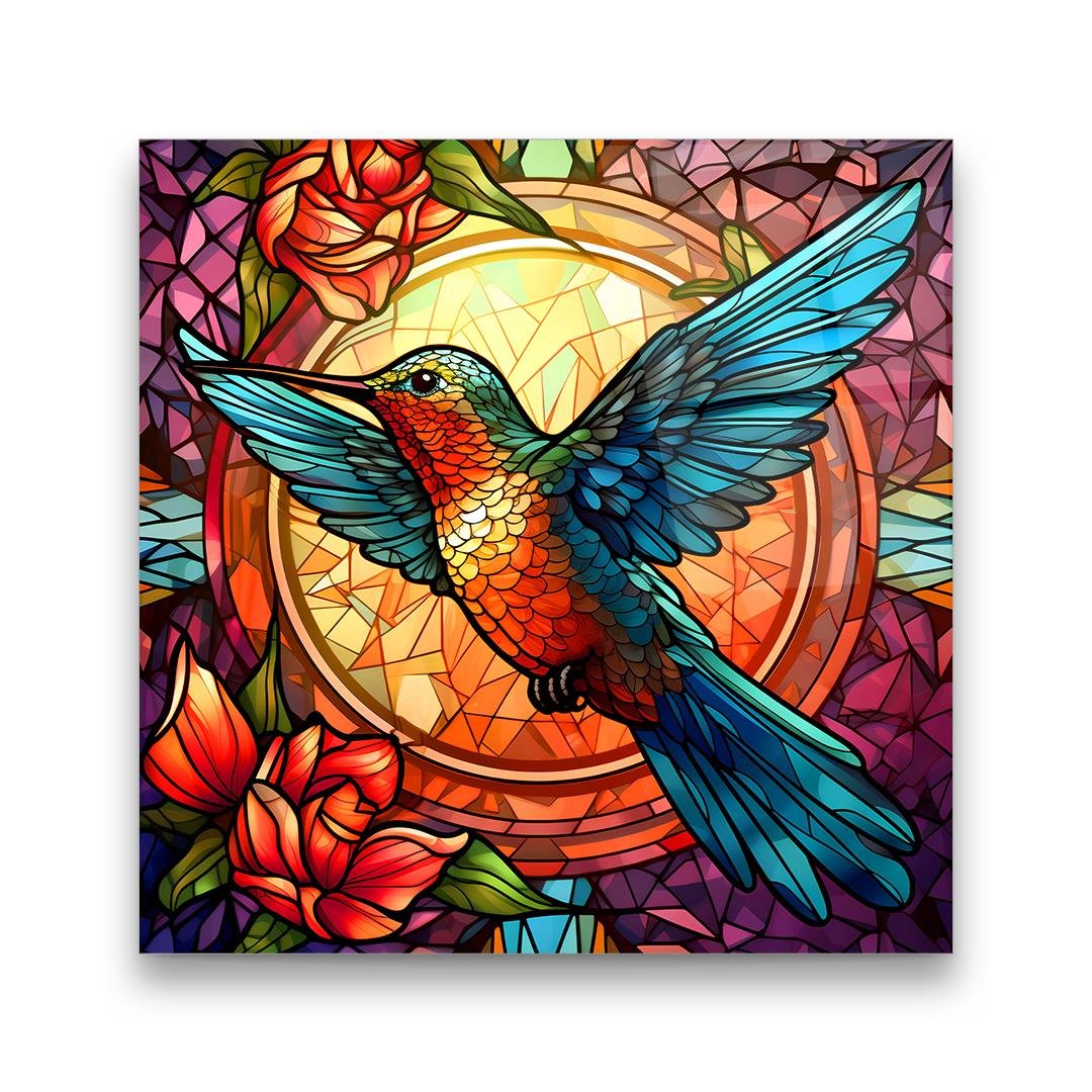Colorful Bird Glass Wall Art