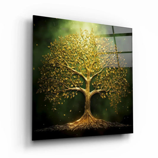 Golden Tree of Life Glass Wall Art - LUXARTDECO