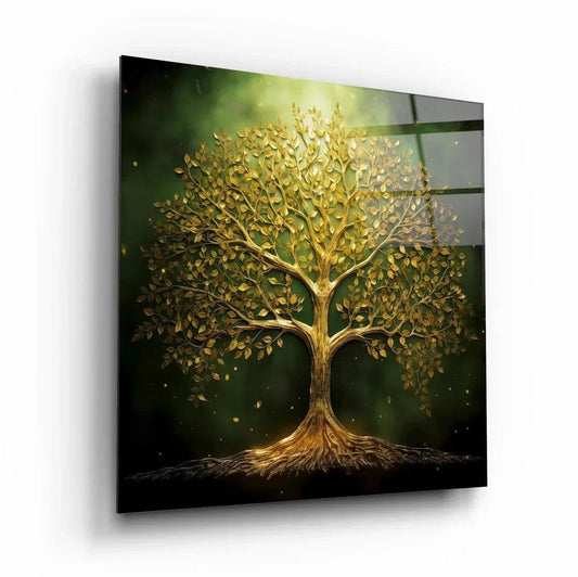 Golden Tree of Life Glass Wall Art - LUXARTDECO