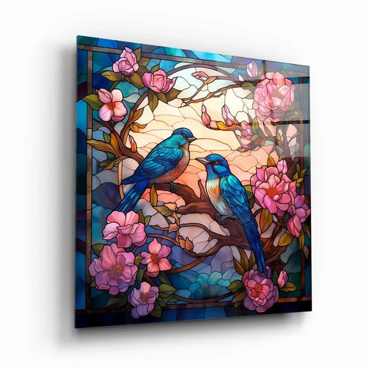 Contemporary Birds Glass Wall Art - LUXARTDECO