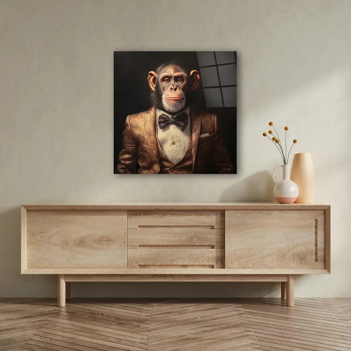 Fashion Monkey Glass Wall Art - LUXARTDECO