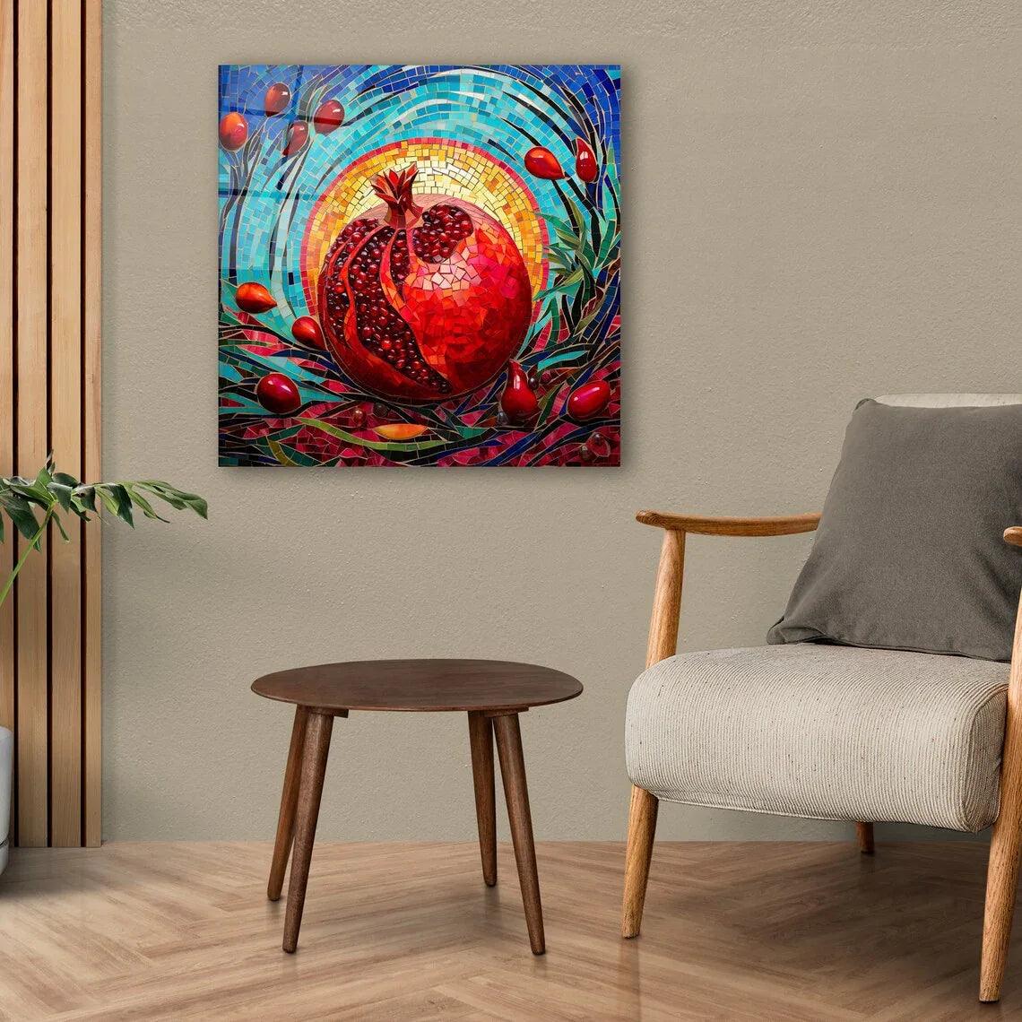 Pomegranate Glass Wall Art - LUXARTDECO