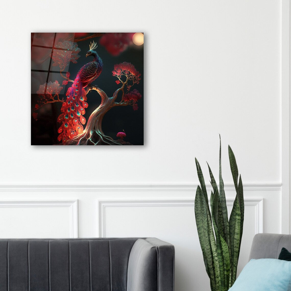 Peacock Glass Wall Art