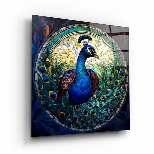Peacock Glass Wall Art - LUXARTDECO